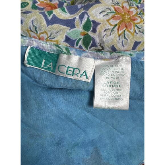 Vintage Multicolor Tiered Floral Maxi Dress Large Short Sleeve Cotton Cottage - Picture 6 of 7